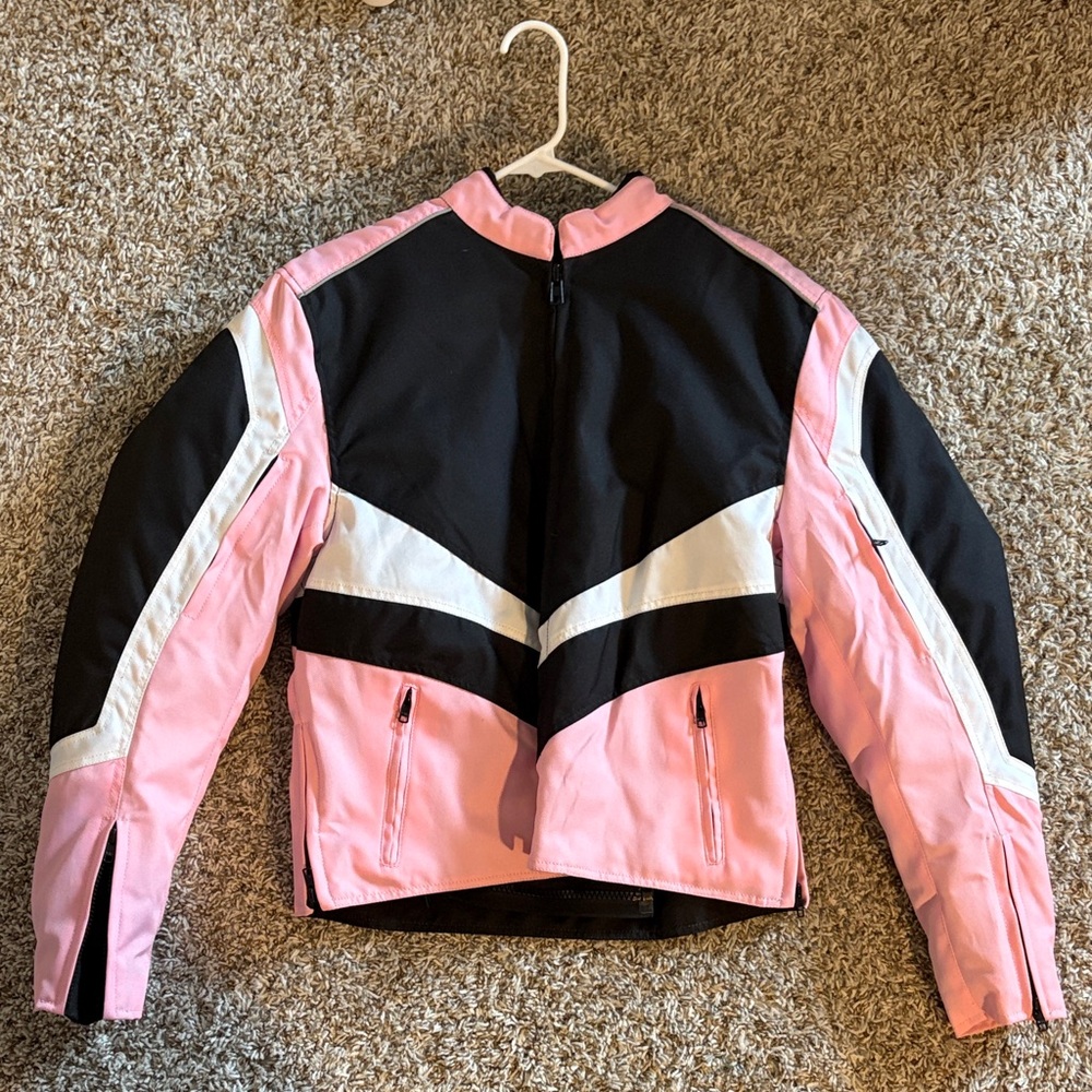 Revolution Women's Motorcycle Jacket in Pink, Black, and White